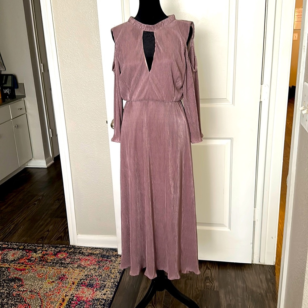 Mauve silky dress.